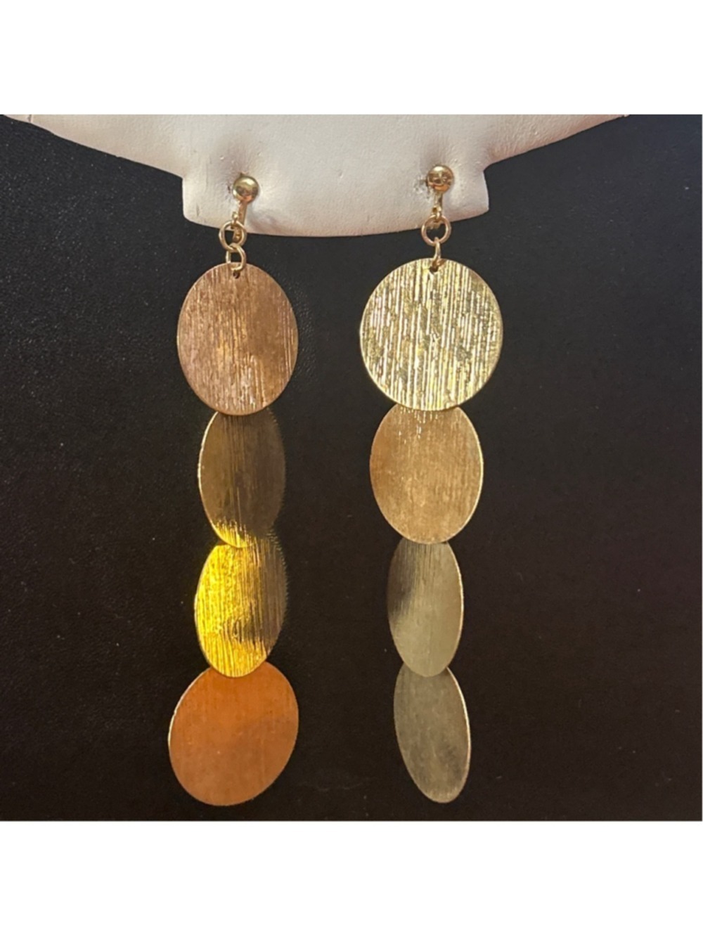 Women's fashion statement Gold Tone Dangle Earrings clip on
